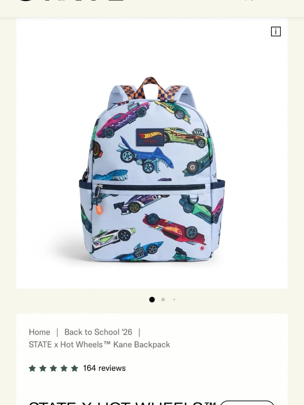 IN SEARCH OF *** STATE x Hot Wheels Backpack
